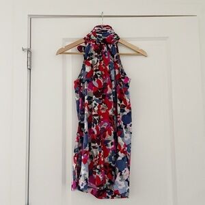 Rungolee Abstract Print Ruched High Neck Top